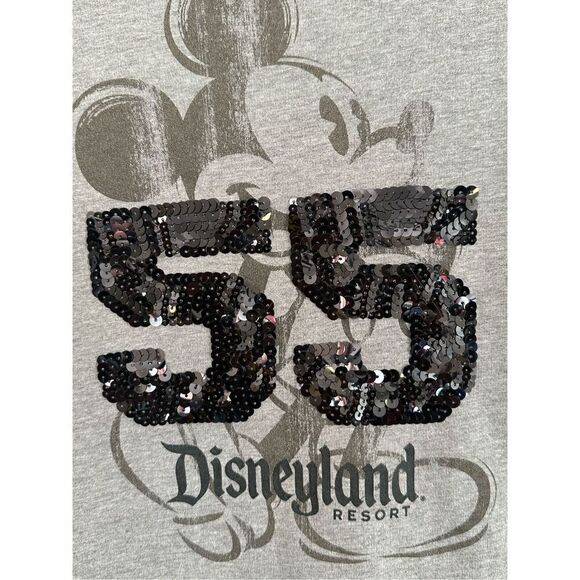DISNEY PARKS 1X DISNEYLAND RESORTS 55 Year grey & pink quilted Sweatshirt 1X - Picture 2 of 9